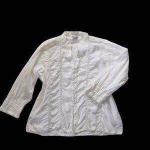 White Embroidered Lace Inset Blouse Top Size 16
